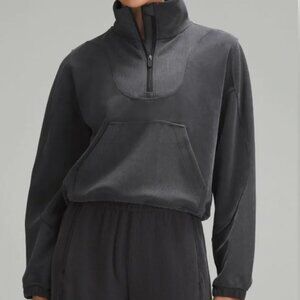 Lululemon - Brushed Softstreme Ribbed Black Half Zip -Size 6
